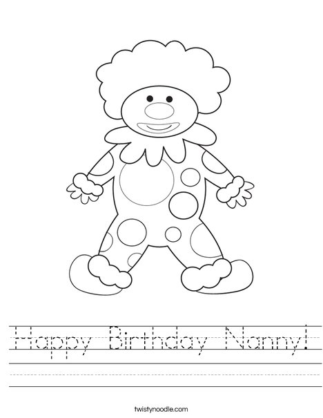 Happy Birthday Clown Worksheet