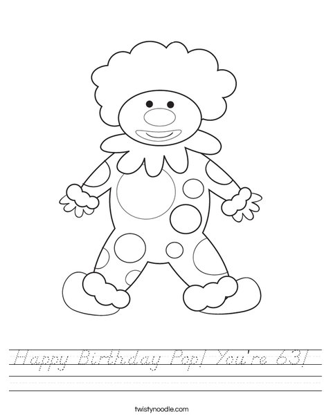 Happy Birthday Clown Worksheet