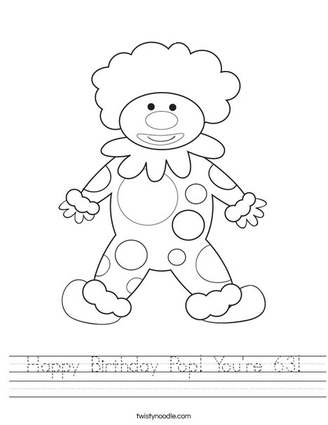 Happy Birthday Clown Worksheet