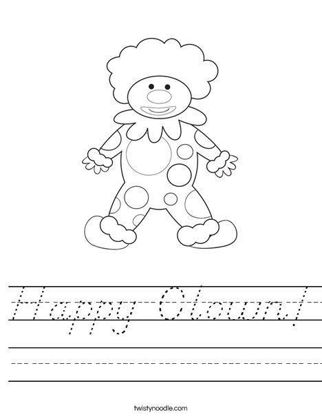 Happy Birthday Clown Worksheet