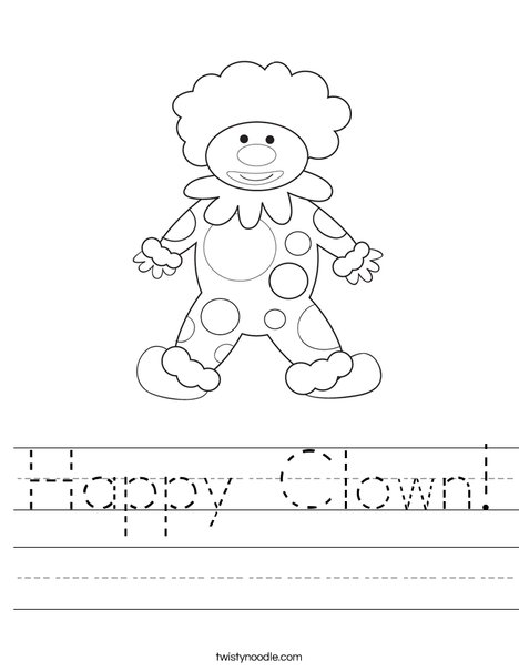 Happy Birthday Clown Worksheet