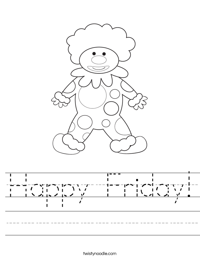 Happy Friday Worksheet - Twisty Noodle