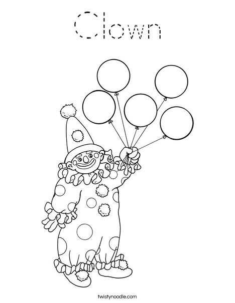 Clown Holding Balloons Coloring Page