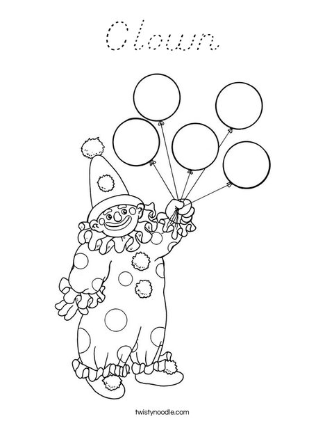 Clown Holding Balloons Coloring Page
