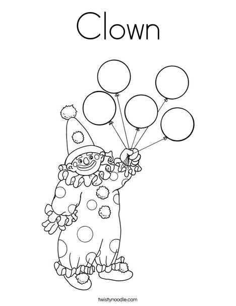 Clown Holding Balloons Coloring Page