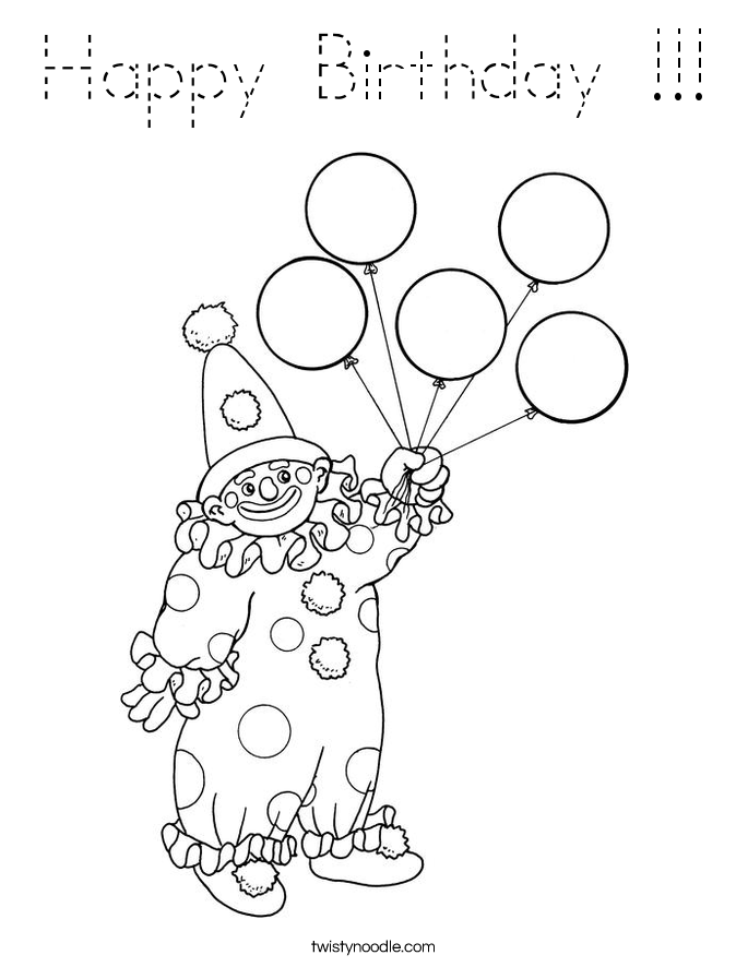 Happy Birthday !!! Coloring Page