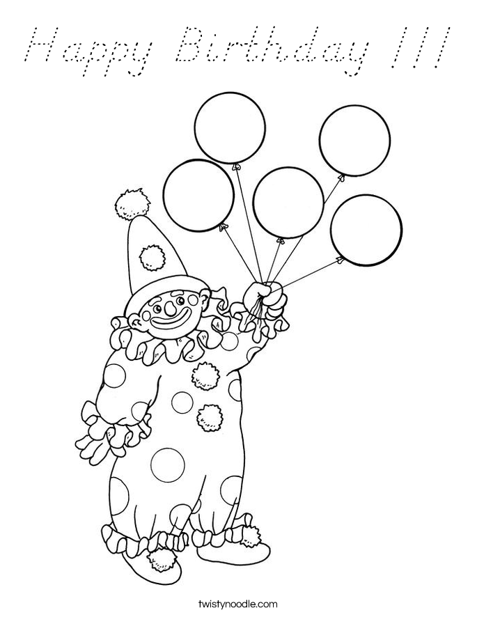 Happy Birthday !!! Coloring Page