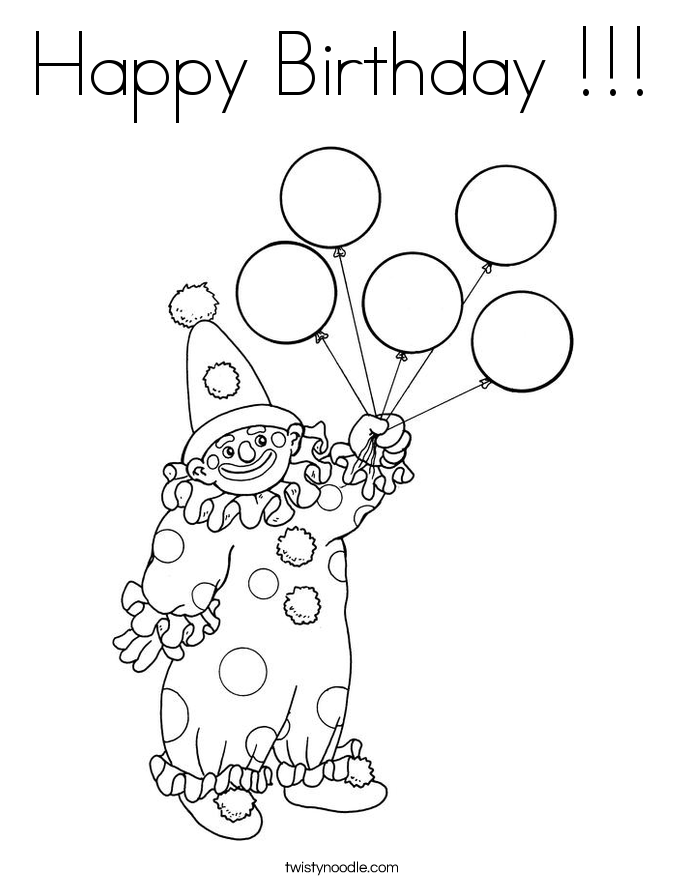 Happy Birthday !!! Coloring Page