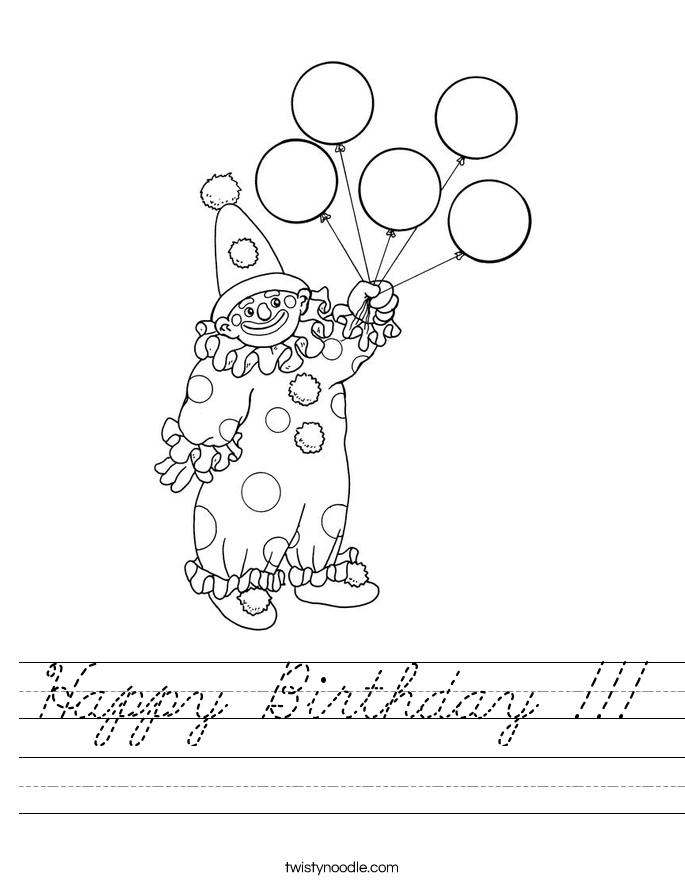 Happy Birthday !!! Worksheet