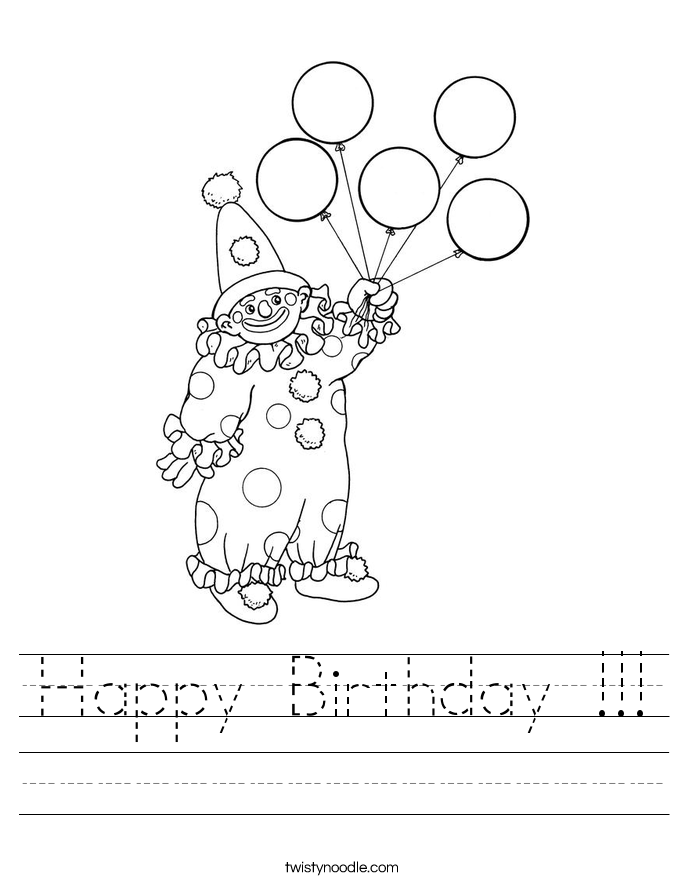 Happy Birthday !!! Worksheet