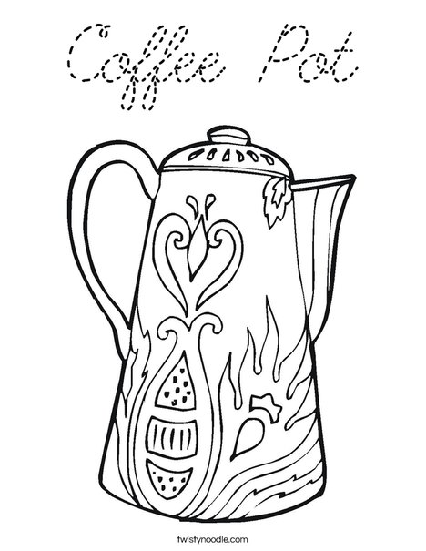 Coffee Pot Coloring Page