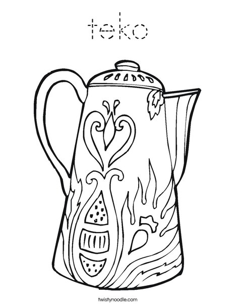 Coffee Pot Coloring Page