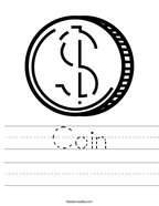 Coin Handwriting Sheet
