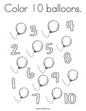 Color 10 balloons Coloring Page