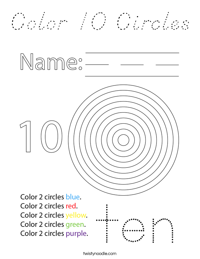 Color 10 Circles Coloring Page