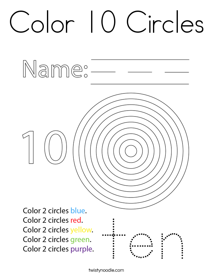 Color 10 Circles Coloring Page