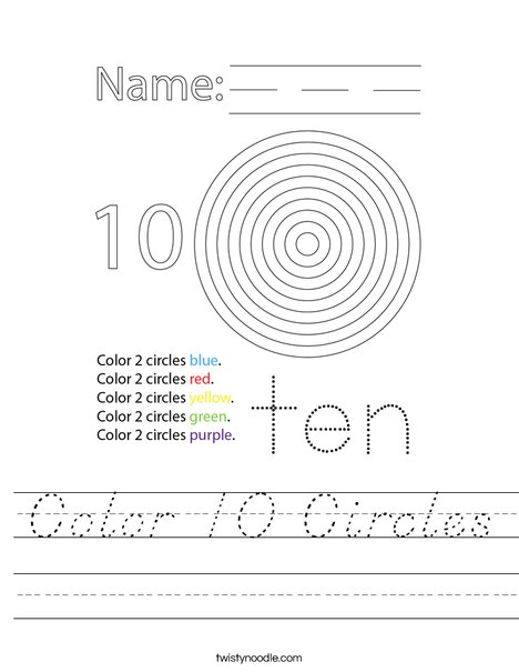 Color 10 Circles Worksheet