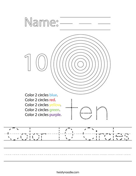 Color 10 Circles Worksheet