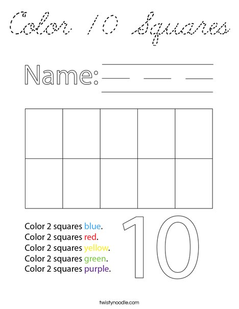 Color 10 Squares Coloring Page