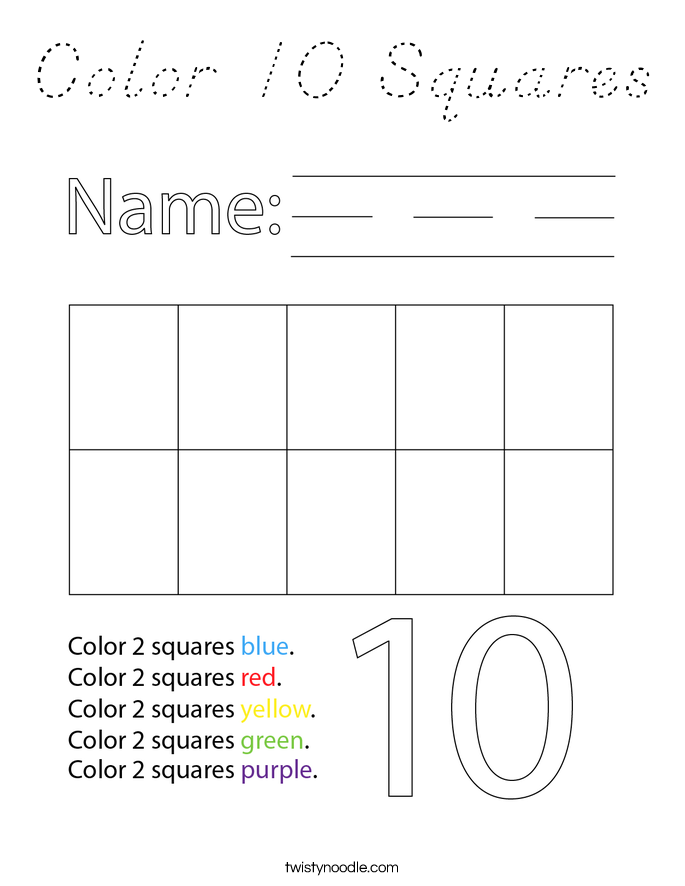 Color 10 Squares Coloring Page