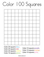 Color 100 Squares Coloring Page