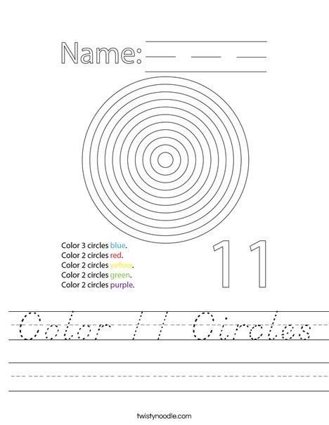Color 11 Circles Worksheet