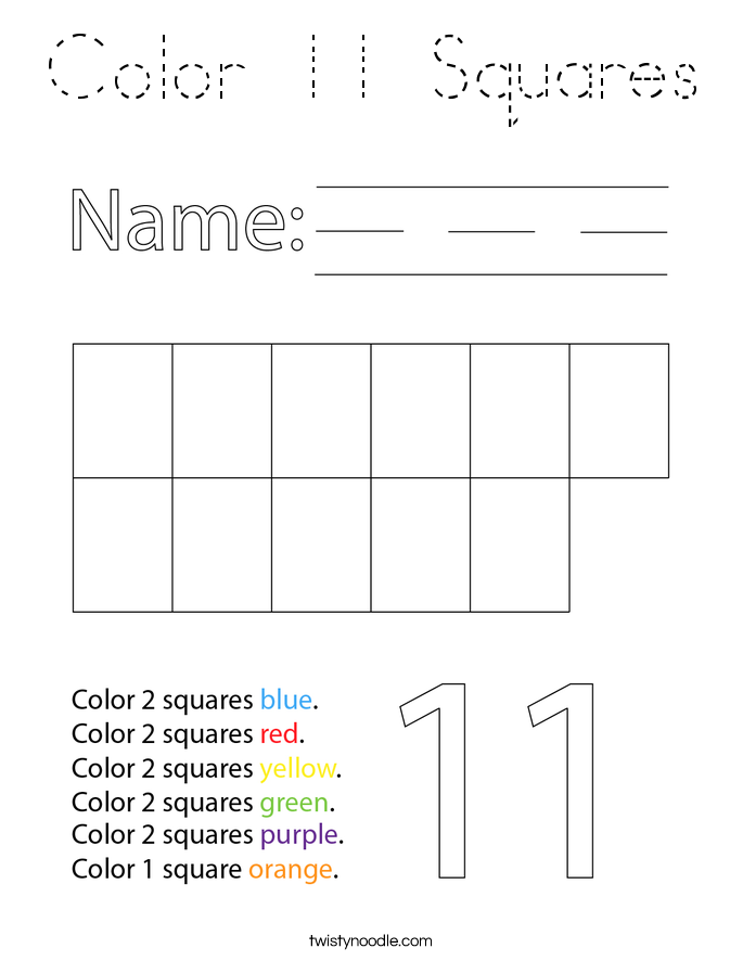 Color 11 Squares Coloring Page