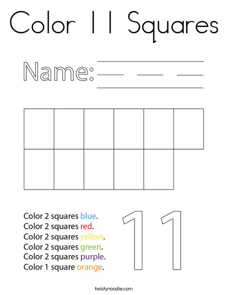 Color 11 Squares Coloring Page