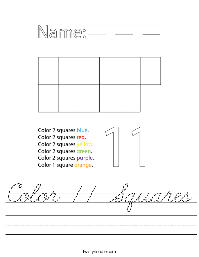 Color 11 Squares Worksheet
