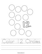 Color 12 Circles Handwriting Sheet