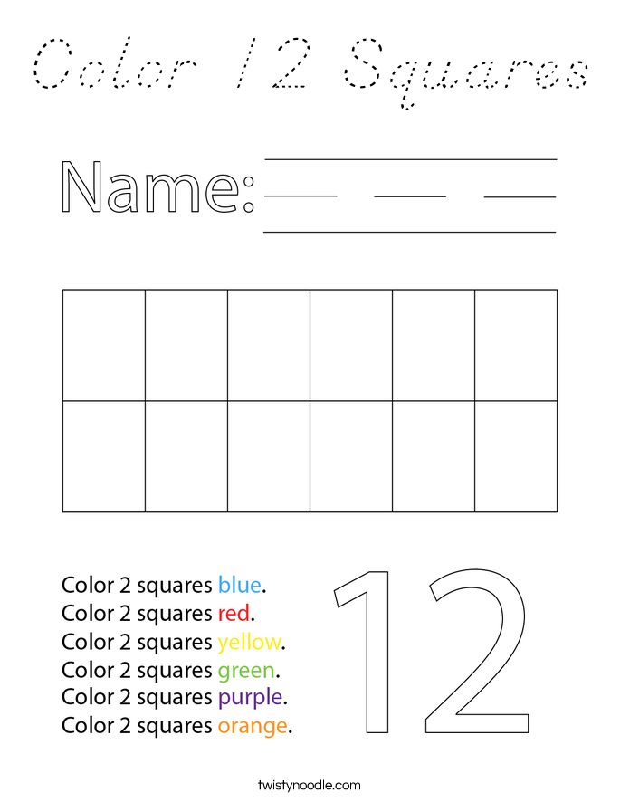 Color 12 Squares Coloring Page