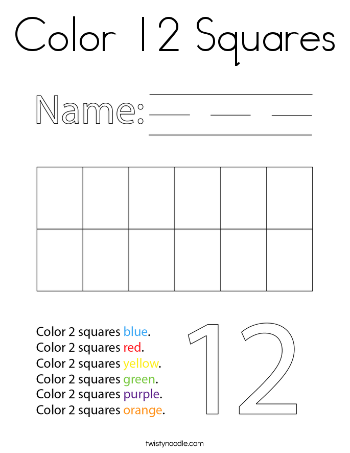 Color 12 Squares Coloring Page