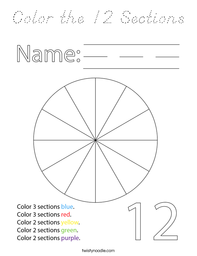 Color the 12 Sections Coloring Page