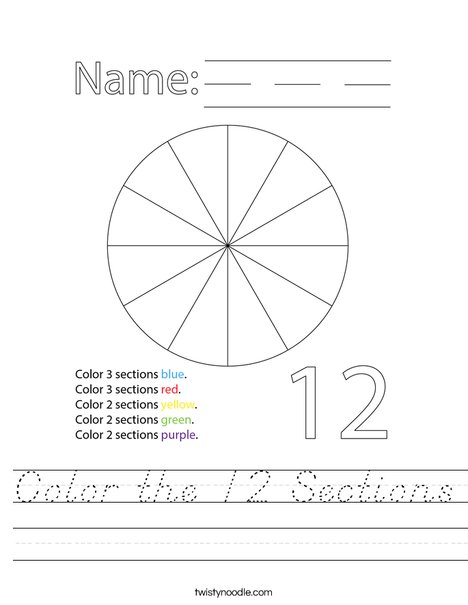 Color 12 Triangles Worksheet