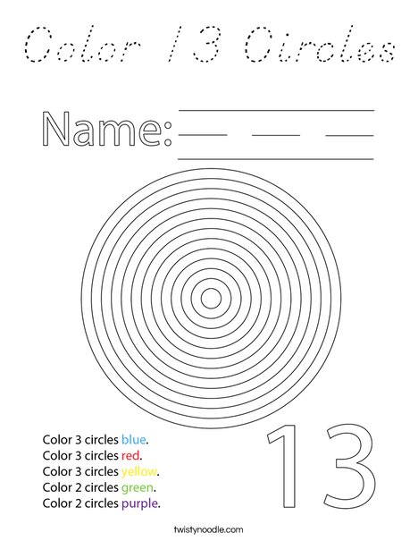 Color 13 Circles Coloring Page