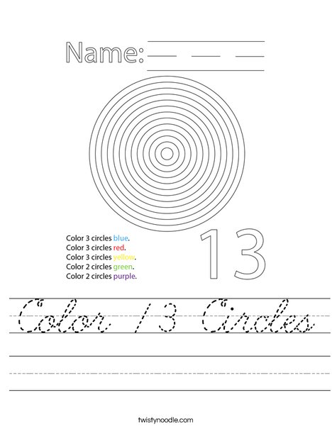 Color 13 Circles Worksheet