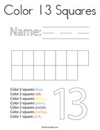 Color 13 Squares Coloring Page