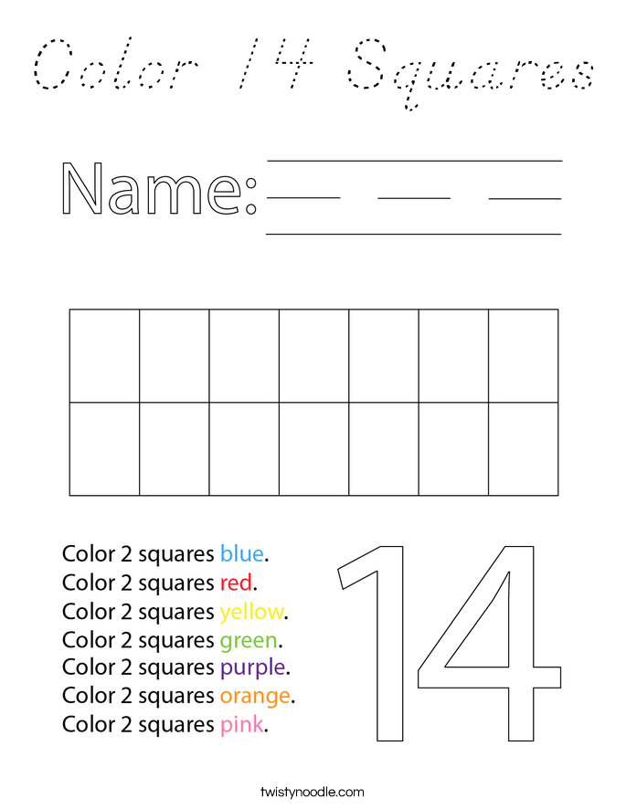 Color 14 Squares Coloring Page