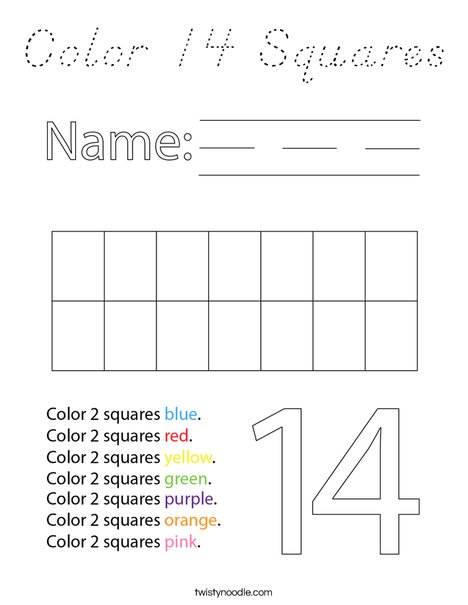 Color 14 Squares Coloring Page