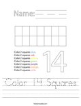 Color 14 Squares Worksheet