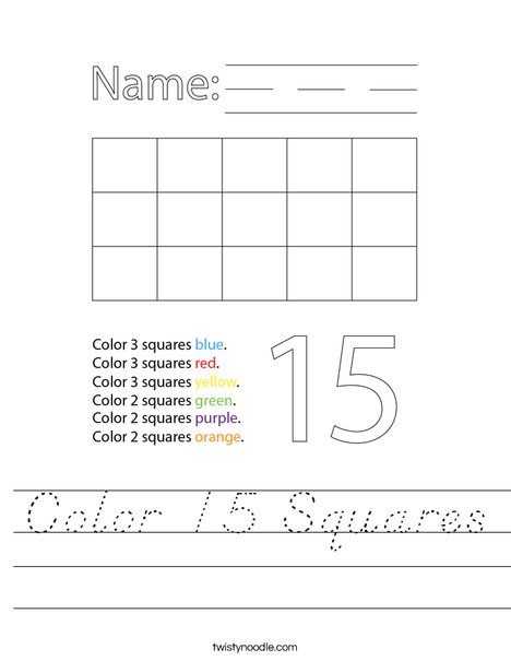 Color 15 Squares Worksheet