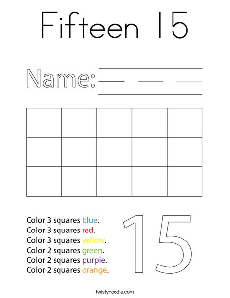 Color 15 Squares Coloring Page