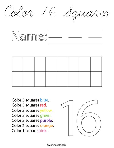Color 16 Squares Coloring Page