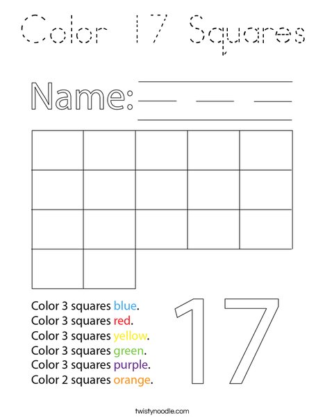 Color 17 Squares Coloring Page