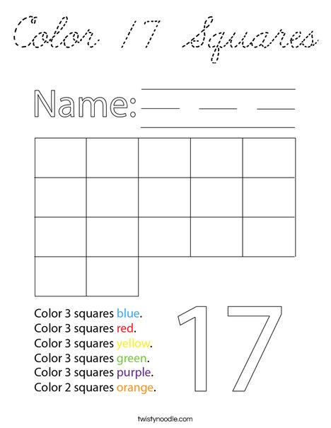 Color 17 Squares Coloring Page