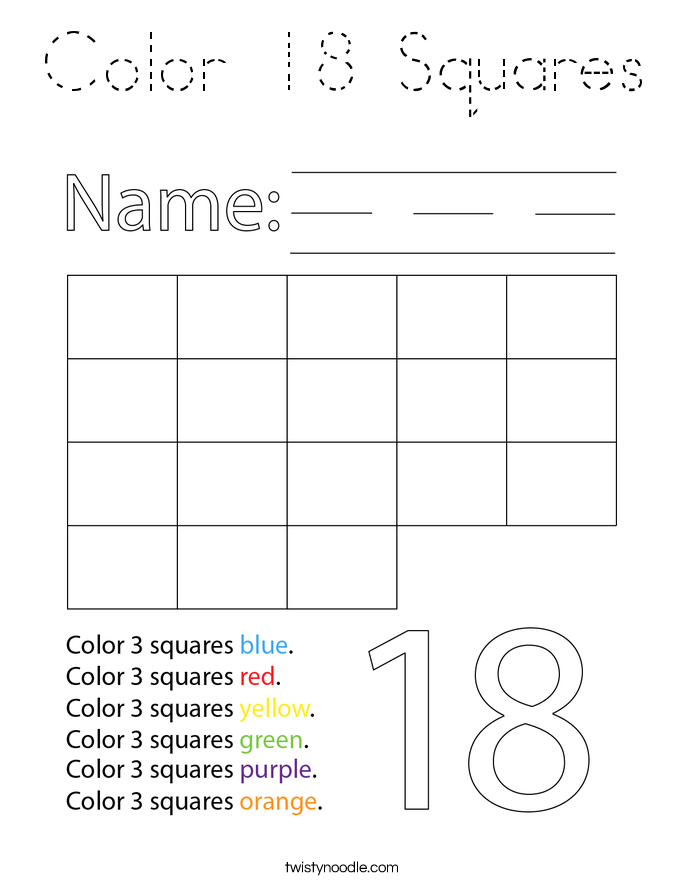 Color 18 Squares Coloring Page
