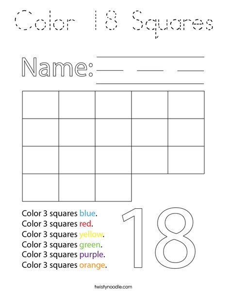 Color 18 Squares Coloring Page