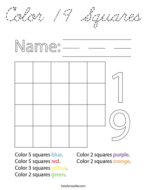 Color 19 Squares Coloring Page