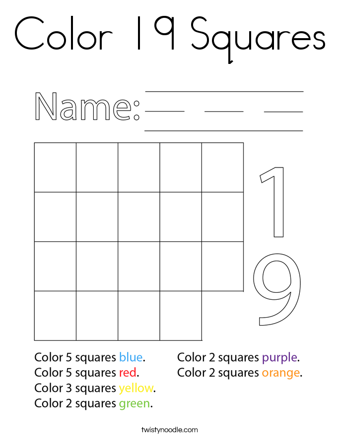 Color 19 Squares Coloring Page