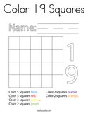 Color 19 Squares Coloring Page